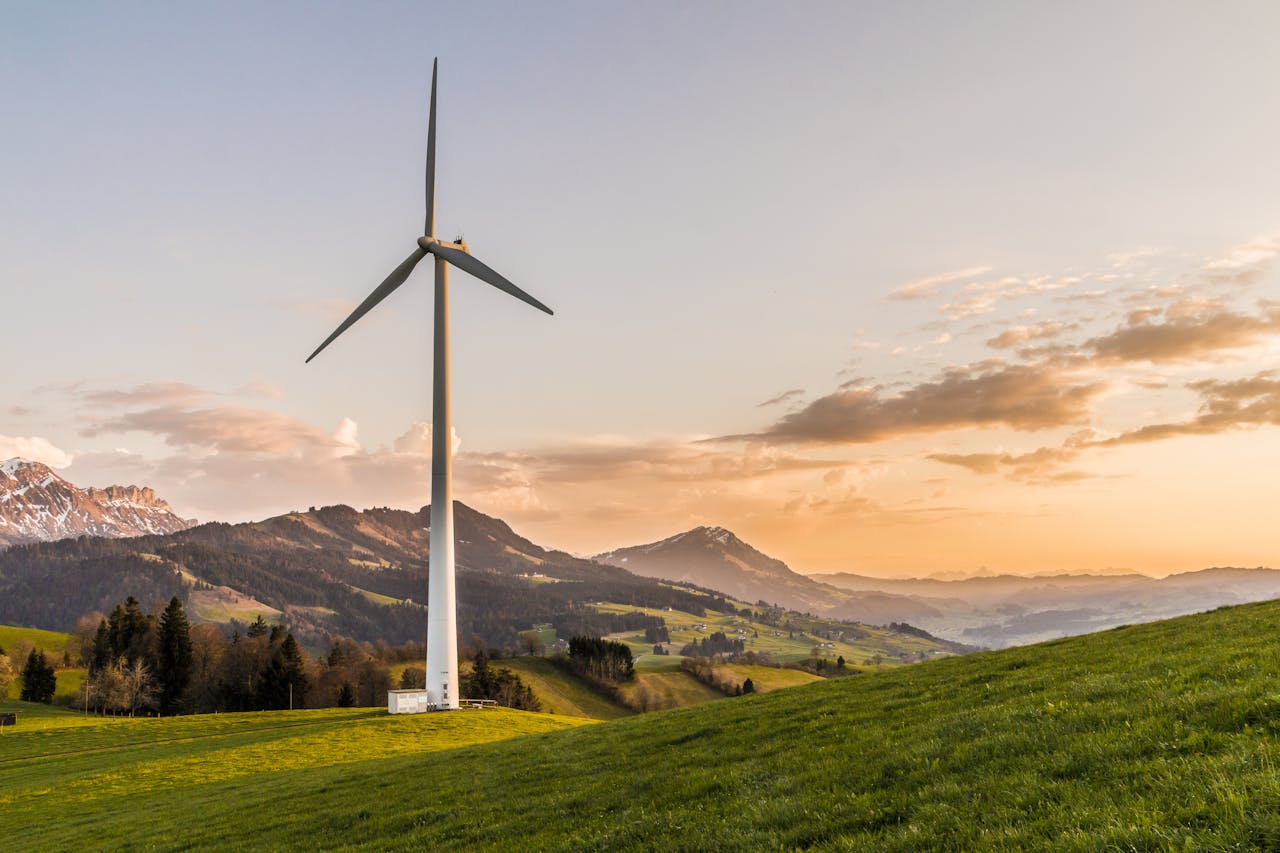 Wind turbine in a calm landscape